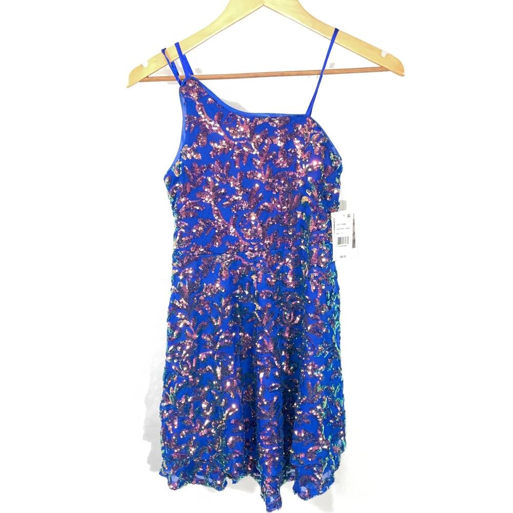 NWT LOVE, NICKIE LEW Sequin Asymmetric Party / Performance Dress - Girl' Size 12